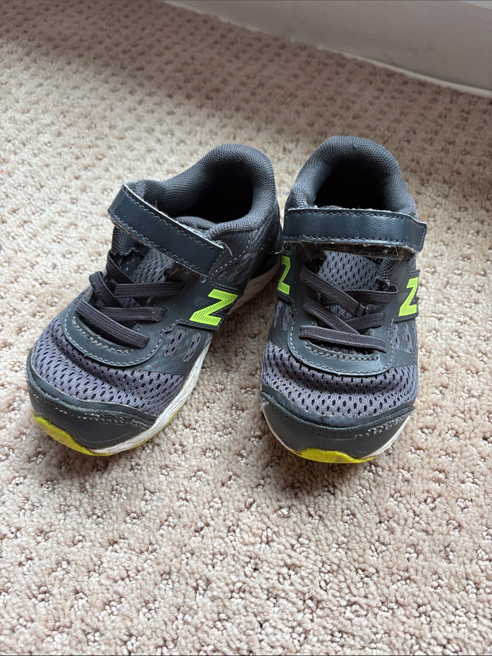 Toddler size 11 New Balance sneakers Gray and Neon Green Athletic Sneakers